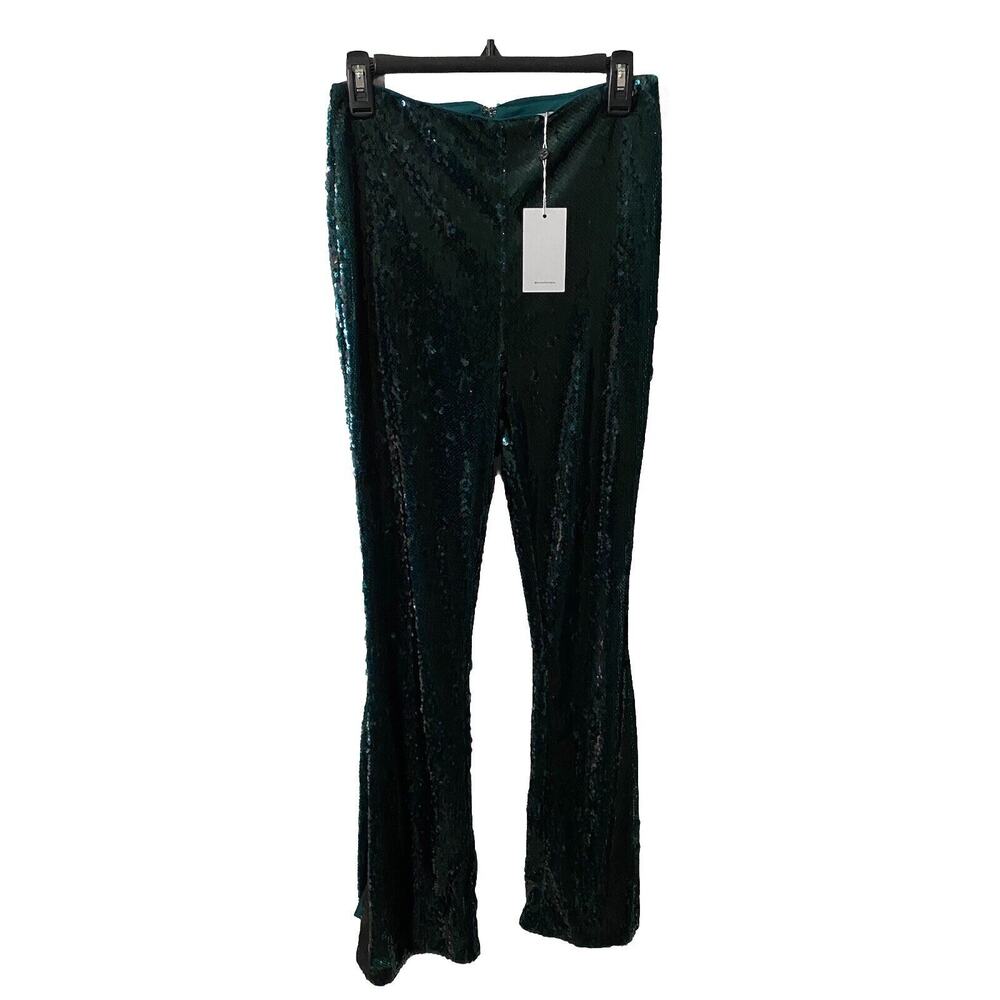 Lovers Friends Sequin Flare Pants NWT Size Medium Green